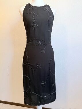 JMD 90s Vintage Beaded High Neck Midi Dress Fairy Whimsygoth Feminine